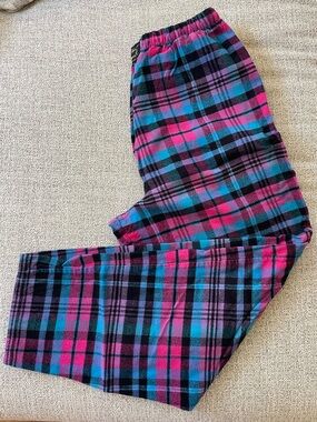Plaid flannel pants in Pink, Teal & Purple